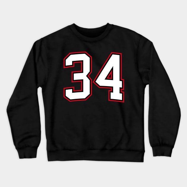 Number Thirty Four 34 Crewneck Sweatshirt by cowyark rubbark